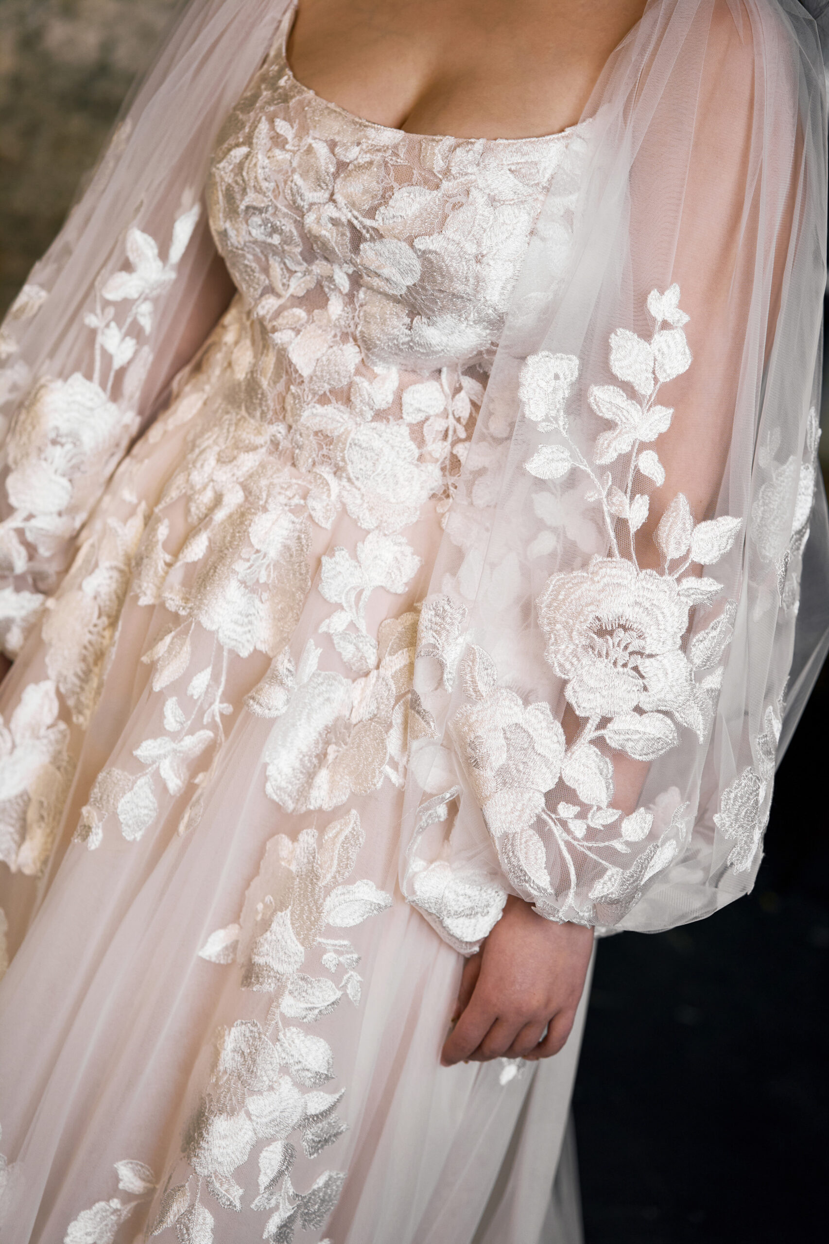 Mila, boho häämekko, pehmeä tylli ja pitsi - Image 4