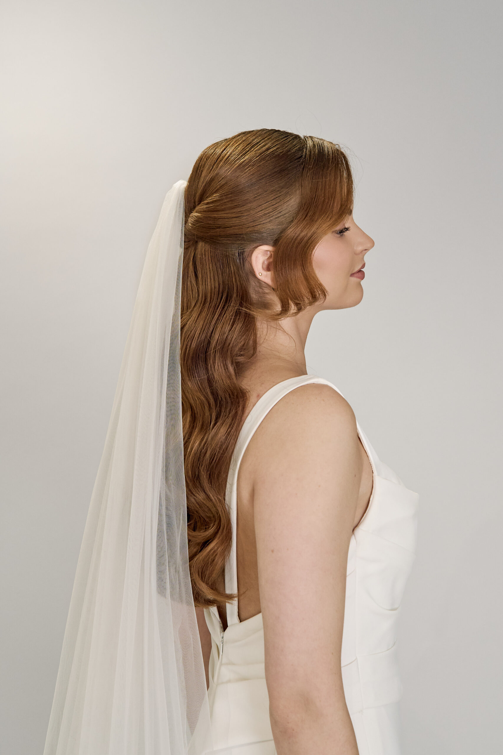 Huntu Livia, yksikerroksinen pehmeä tylli morsiushuntu - Image 4